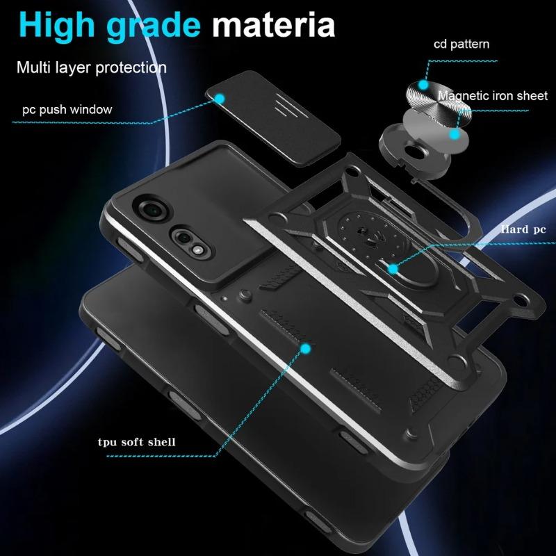 Magnetický kovový držák prstenu Kryt pro ZTE Blade A75 A55 A35 Nubia Focus Neo 3 Neo2 Posuvný objektiv Fotoaparát Nárazuvzdorný Armor Tvrdé pouzdro