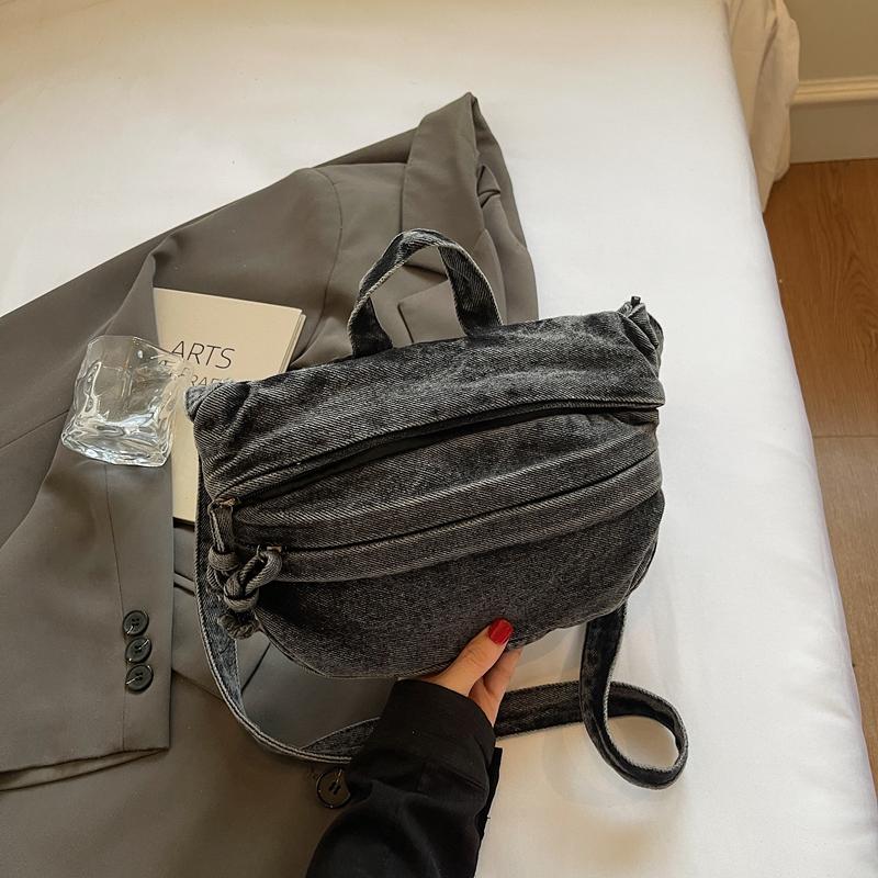 Bolso de Hombro de Mezclilla para Mujer Bolso Cruzado de Color Sólido Bolso para Teléfono Móvil