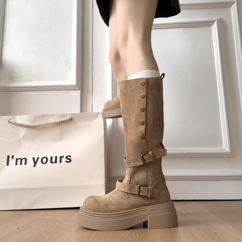 

Стильные короткие ботильоны женские новые 2025 популярные на толстой подошве с увеличением роста осенние ботинки ретро ботинки облегающие ботинки Мартин 35 хаки