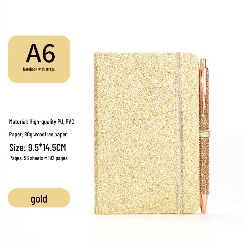 Exquisite Glitter Sequin Strap Journal: Personalized Creative Diary Notebook