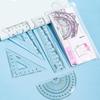 Deli 71988 Easy Pickup Ruler Set: Student Ruler, Straight Ruler, Triangle Ruler, Protractor, Multi-Spec Transparent Set