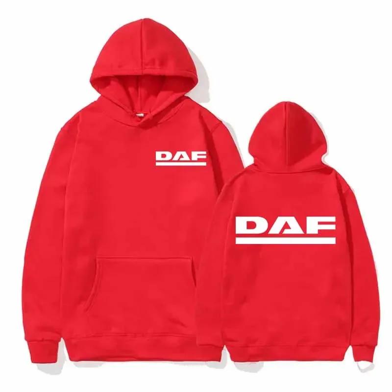 Bluza z kapturem z nadrukiem DAF Męska i damska Sportowa z długim rękawem Bluzy Zimowa polarowa do joggingu Top Luźna odzież Modny pulower