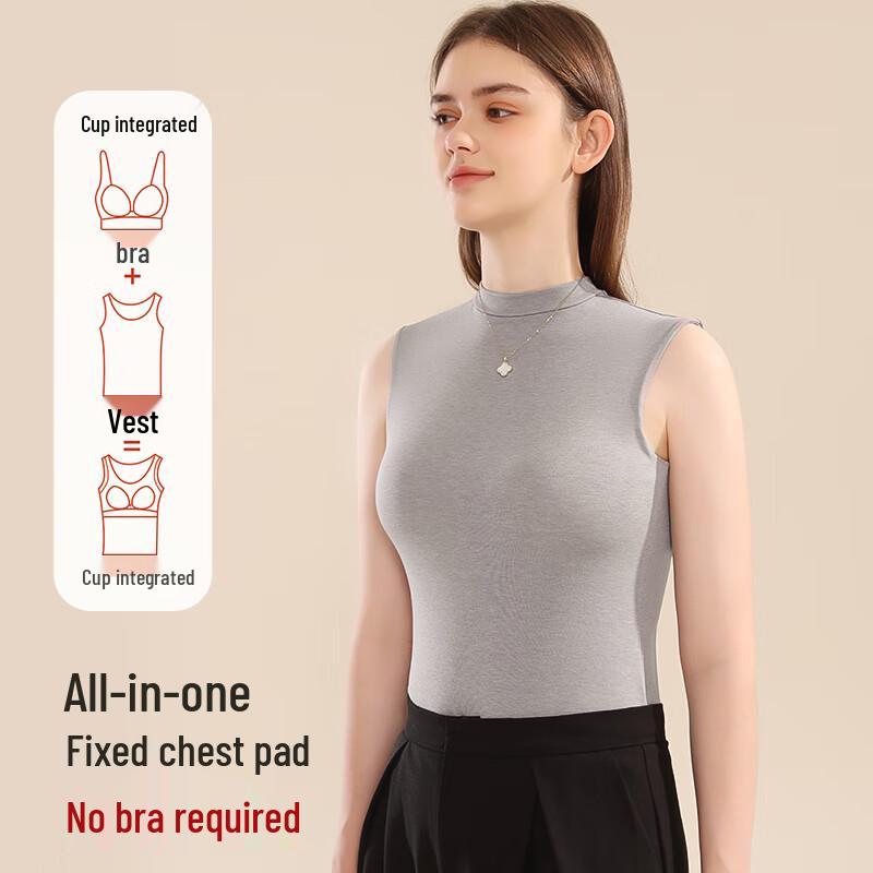 MIIOW Women's Thermal Lamb Wool Half-High Collar Vest