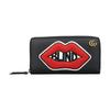 Gucci GG Red Lip Letter Embroidery Zipper Long Square Leather Card Holder Wallet Women wallet Black 474584-CAOIX-8381