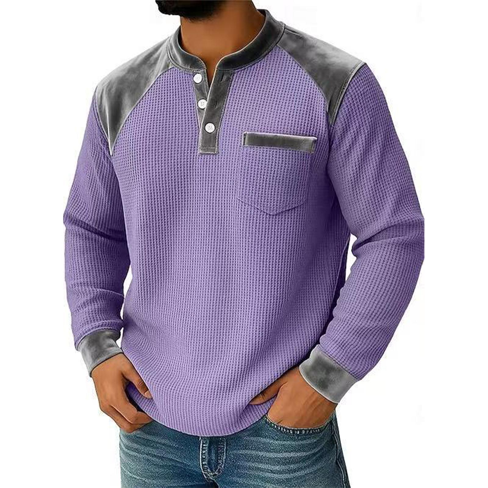 Мужская Повседневная Свободная На пуговицах Waverg Толстовка XL фиолетовый 2840₽