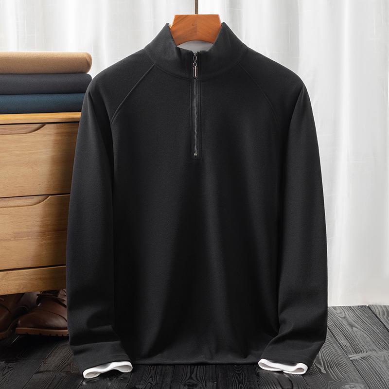 Men s Double-Sided Stand Collar Hoodie, Autumn/Winter 2025 – Half-Zip, Long Sleeve, Warm Base Layer XL