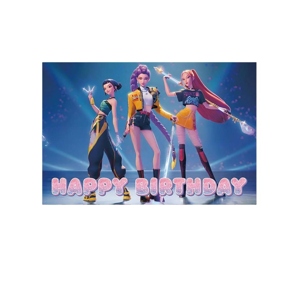 Birthday Theme Party Decoration Banner Pull Flag Cake Flag Balloon- Set