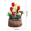 Dollhouse 1:12 Miniature Rose Tulip Hyacinths Sunflower Fruit Tree Potted Green Plant Flower Tree Plants Bonsai Model Home Decor