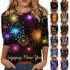 Women's Fashion Casual 3/4 Sleeve T-Shirt Printed Round Neck Pullover Top