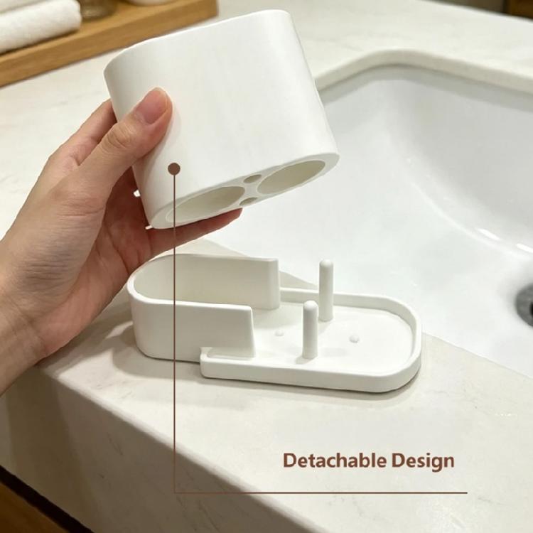 Dorm Bathroom Toothbrush Holder Plastic Counter Stand, Electric Brush Storage Holder for Small Sink Home Spaces