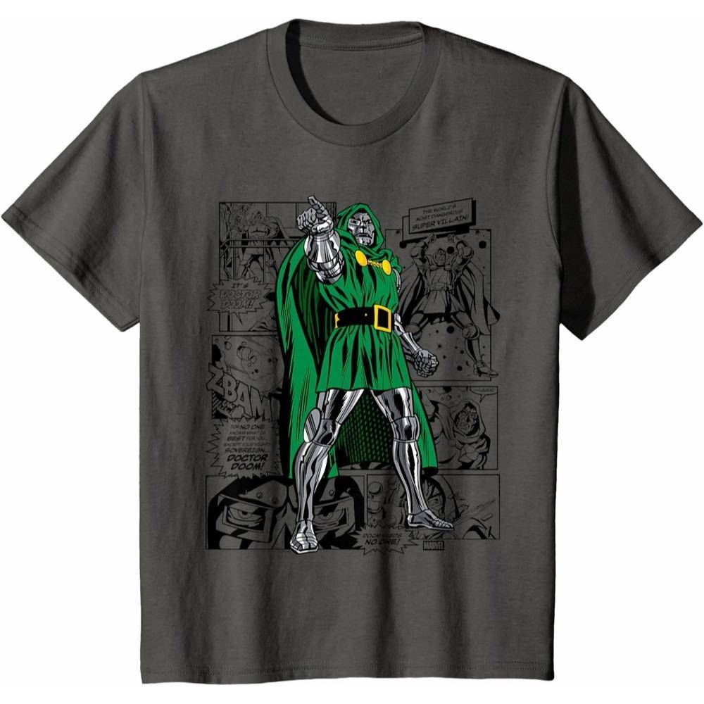 Doctor Doom Marvel TShirt Unisex Short Sleeve Vintage Style Heavyweight Cotton Regular Fit Crew Neck Casual Top for Adult Fans
