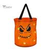 Festival Party Supply for Candy Glowing Pumpkin Bag with LED Lights, Reusable Halloween Treat Spooky Tote Lights Kids, Trick or Handbag Favors