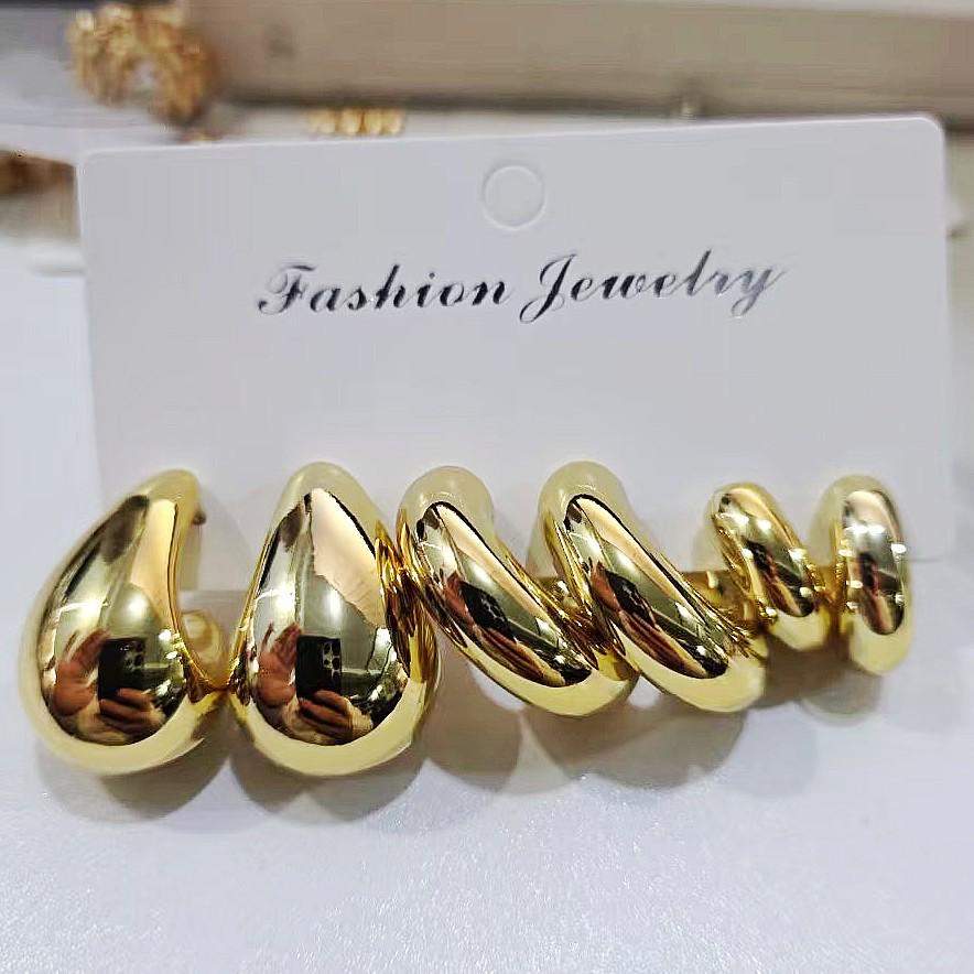 XP17 Gold Geometric Pearl Hoop Earring Set