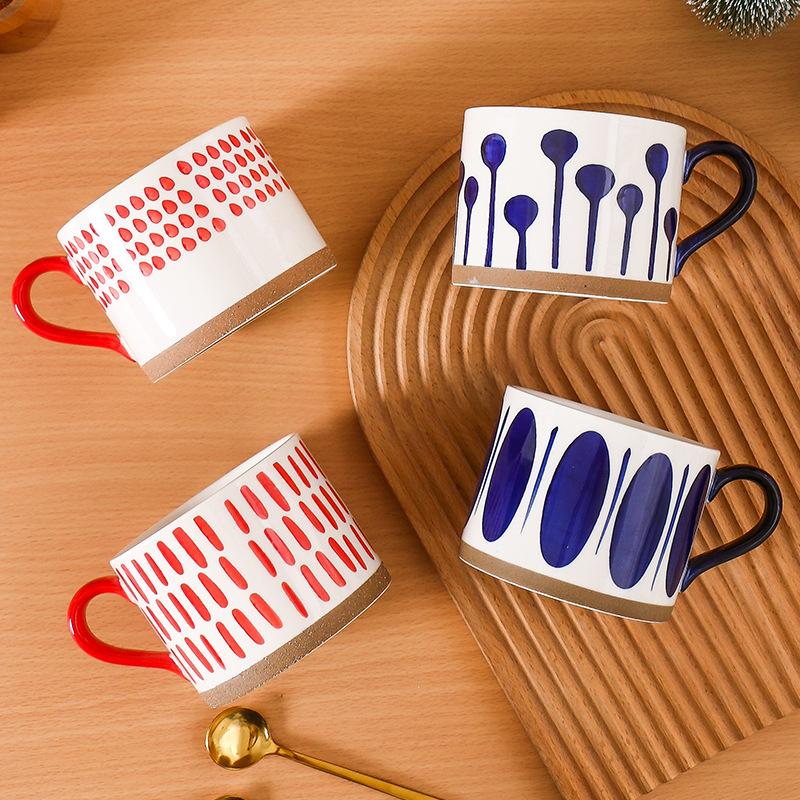 Nordische Keramik Kaffee Tee Tasse Verbrühschutz Milch Frühstückstasse Porzellan Espressotassen Büro Heimgebrauch Kreatives Geburtstagsgeschenk