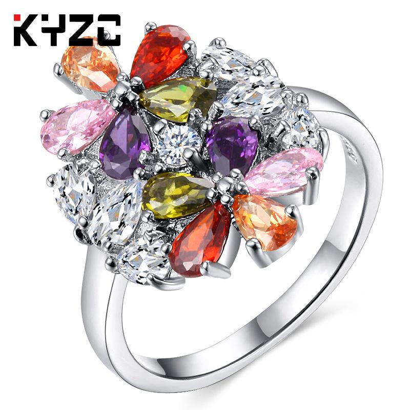 Colorful Zircon Ring Aaa Zircon Ring, High-End Ring Ring.