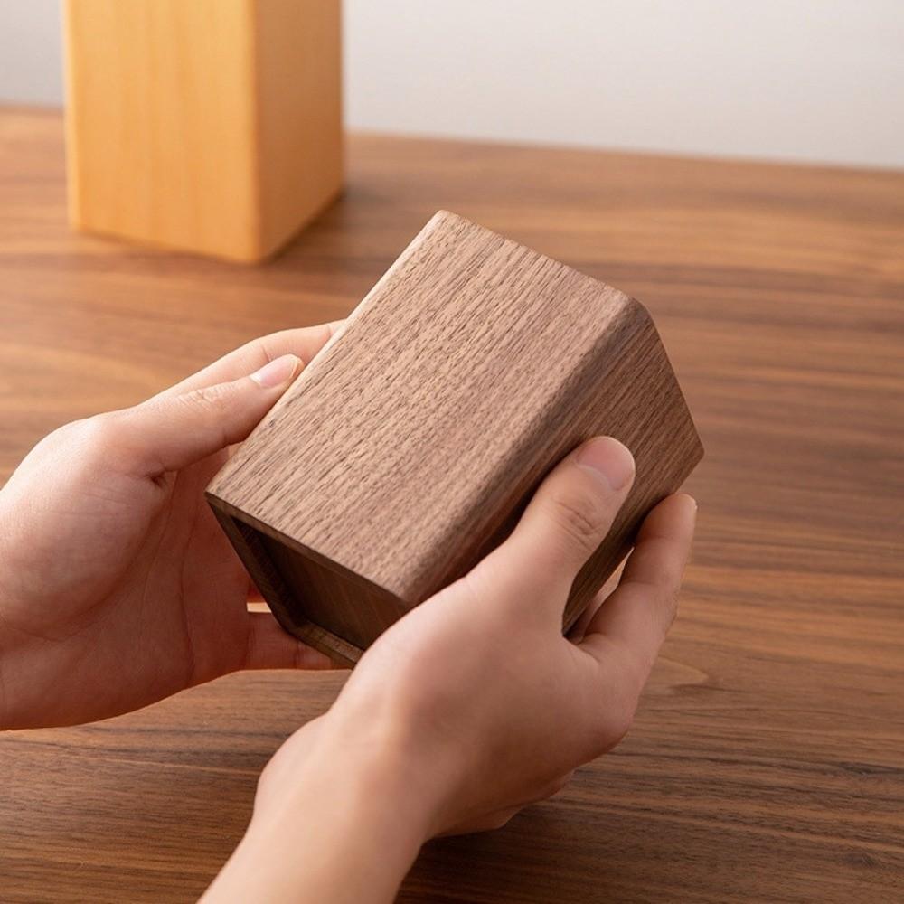 Drewniany Dębowo-Orzechowy Pojemnik na Pędzle Prosty Organizer na Pędzle do Makijażu Artykuły Biurowe/Szkolne