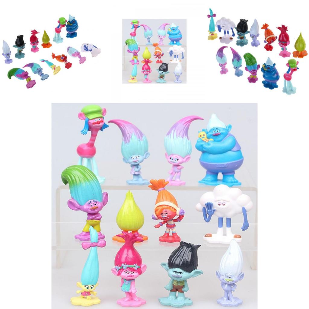 Trolls Movie Poppy Branch Action Figures Cake Toppers Doll Toy Gifts 12 Pcsset