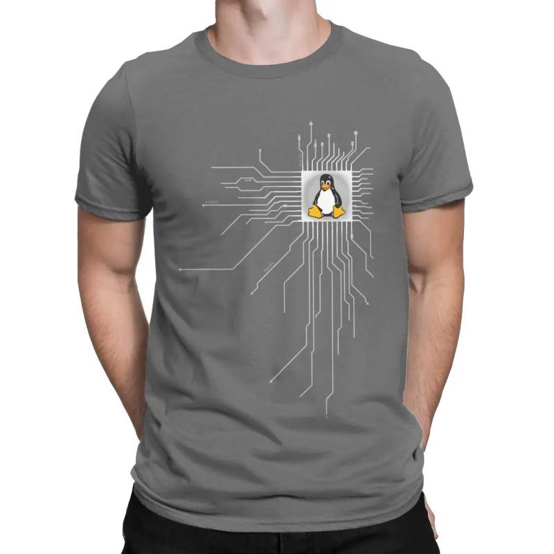 Pinguin PC Nerd Core CPU Linux T-Shirts Männer Computer System Lustige Reine Baumwolle T-Shirt Crewneck Kurzarm T-Shirts Kleidung T-Shirts männer