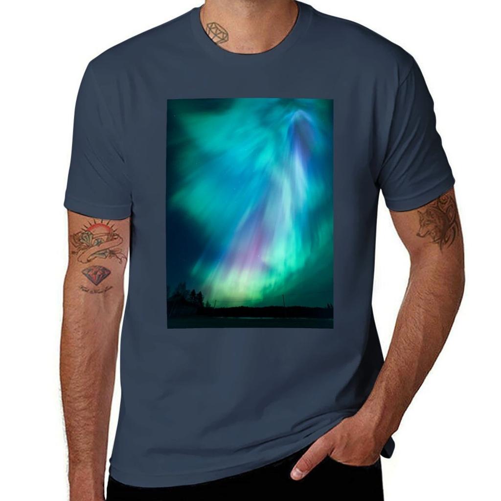 Beautiful Northern Lights Tshirt Plus Size Loose Short Sleeve Top