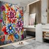 Vibrant Floral Fantasy 3D Shower Curtain - Exotic Flower & Bird Theme for Bathroom Decor, Adds Colorful Charm and Beauty