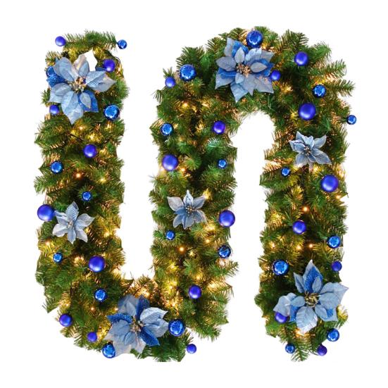 Christmas Illuminate Garland 8.8ft Rattan Christmas Battery Operated Artificial Flower Vine Plants Christmas Decorations