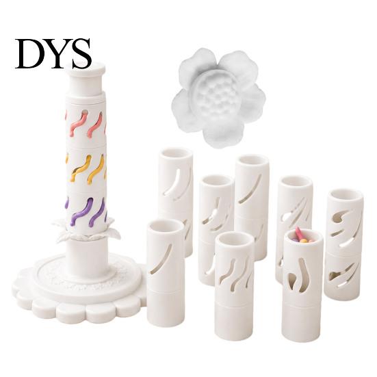 Handmade Pottery Supplies Modular Clay Bloom Maker, Flower Shaping Tool with 9 Sleeve Patterns, 3D Ceramic Making Kit Printed DIY Stackable