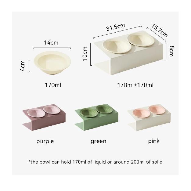 Cat Double Ceramic Bowl with Iron Stand Pet Elevated Raised Food Water Bowls Small Dogs Drinking Eating Feeding Supplies