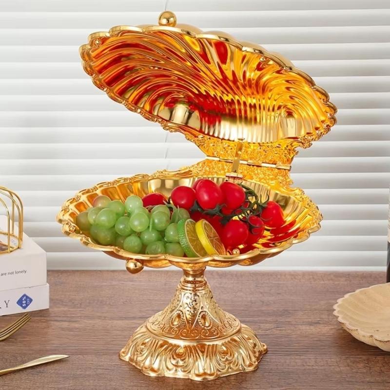 Durable Zinc Alloy High Foot Snacks Tray with European Shell Design for Corrosion Resistance and Easy Cleaning Maintenance.