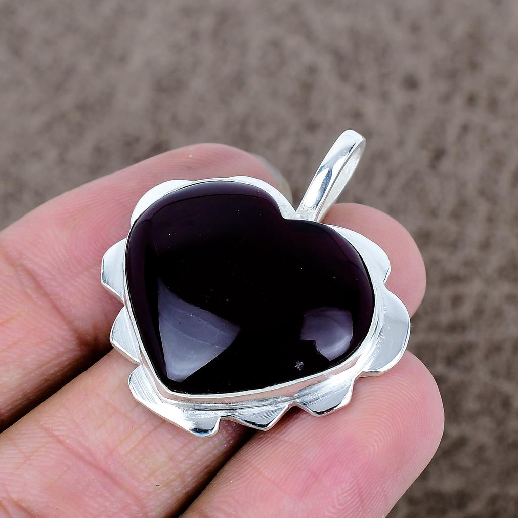 Garnet Gemstone Handmade 925 Sterling Silver Jewelry Pendant 1.58" KKG-552