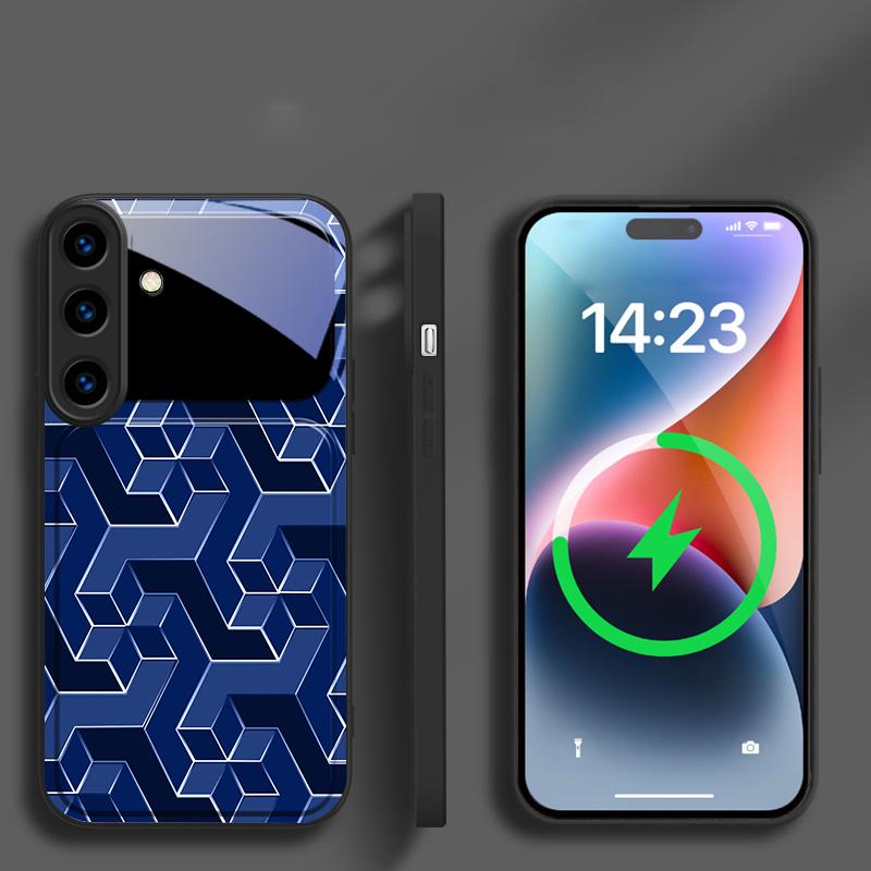 Abstract geometric grid For Samsung Galaxy S26 Ultra S20 FE S21 S22+ S23 Plus S24 Ultra 25 Edge For Magsafe Glass Phone Casee