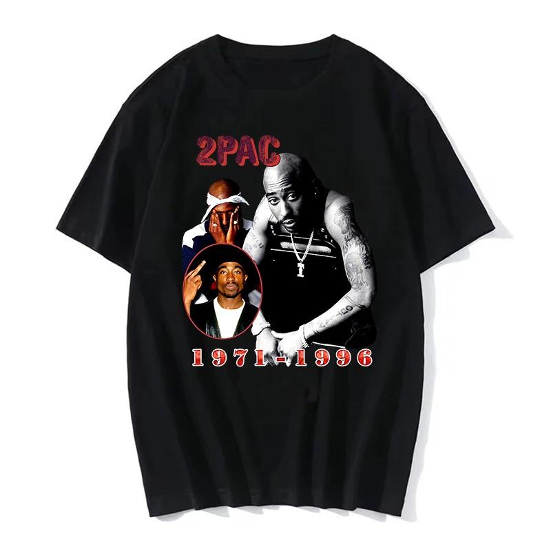Mode T-Shirt Rapper Tupac Top Hip Hop Streetwear Kurzarm T-Shirt Herren- und Damen-T-Shirts Harajuku Übergröße Kleidung
