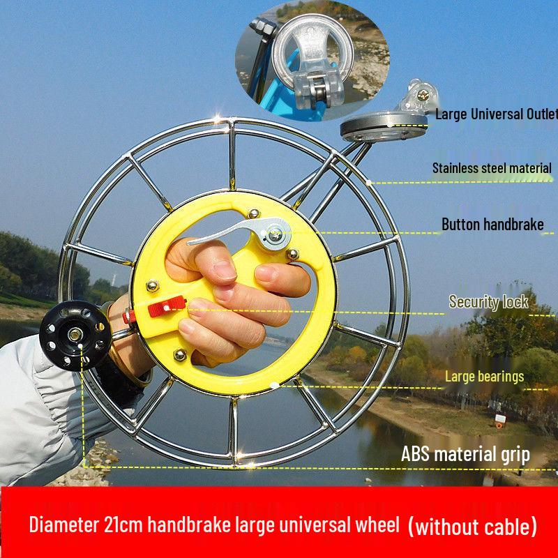 High-End Stainless Steel Kite Reel with Handbrake, Anti-Reverse, and Large Bearing for Sea Fishing