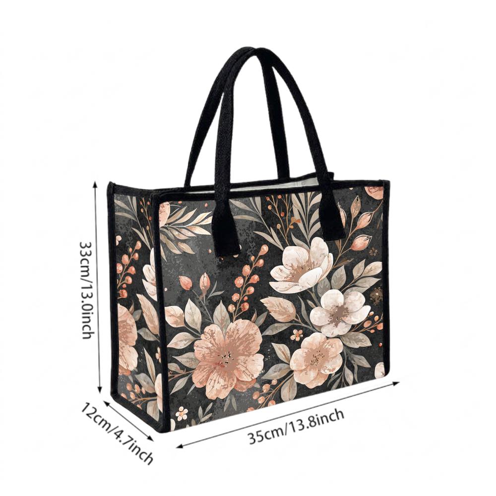 Boho Floral Pattern Large Tote Bag for Daily Use