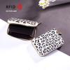 RFID Anti-theft Leopard Print Women's Accordion Card Holder with Zipper Coin Purse and Large Multi-card Capacity