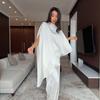 2026 Spring White Wide-Leg Pants Suit: Casual Two-Piece with Irregular Design