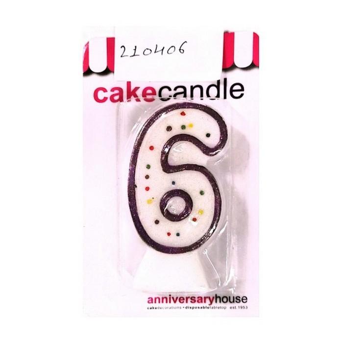 Anniversary House Polka Dot 6th Birthday Candle (Pack of 6)