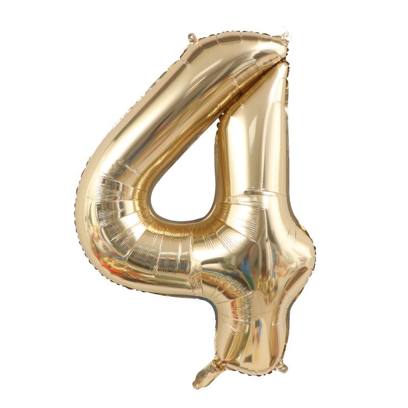 1PCS 40 Inch Large White Gold Light Gold Digital Foil Balloon for Girls' Birthdays Helium Big Number0-9 Balloon Decoration