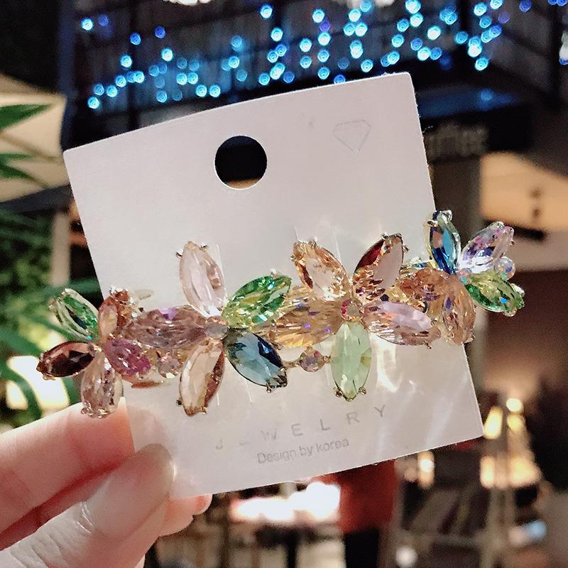 Fashion Crystal Butterfly Hair Clip Large Top Clip Flower Spring Clip Cute Women's Duckbill Clip Headdress