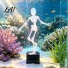 Resin Aquarium Skeleton Dancing Bubbler Decoration Movable Pneumatic Fish Tank Ornament Aquatic Landscaping for with 1-Meter Air Hose Halloween