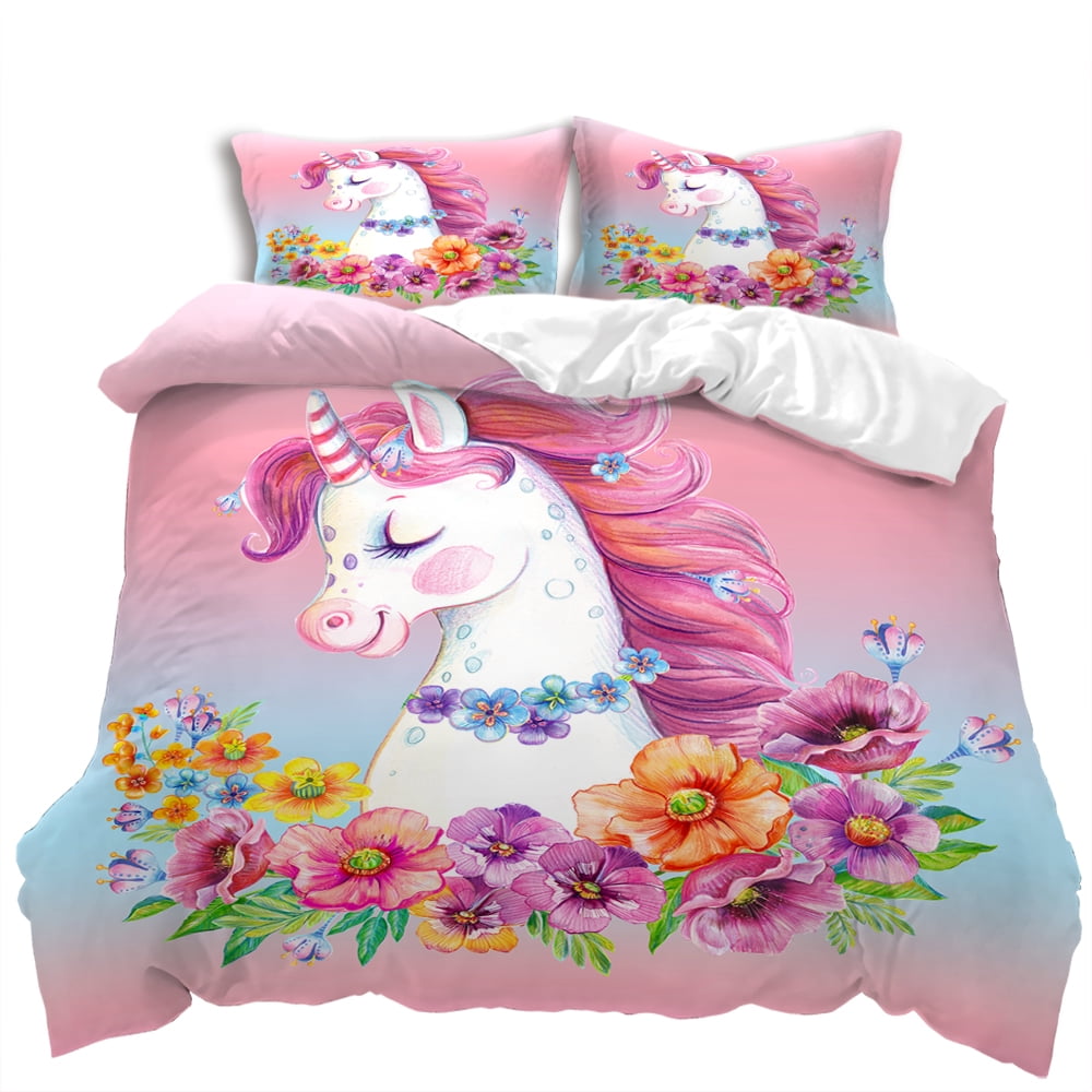 Home Textiles Unicorn Printed Bedspreads Soft Duvet Cover Set Girl Boy Adult People High End Beding Set,Quen Sized Dimensions Warm Soft plus Breathabl