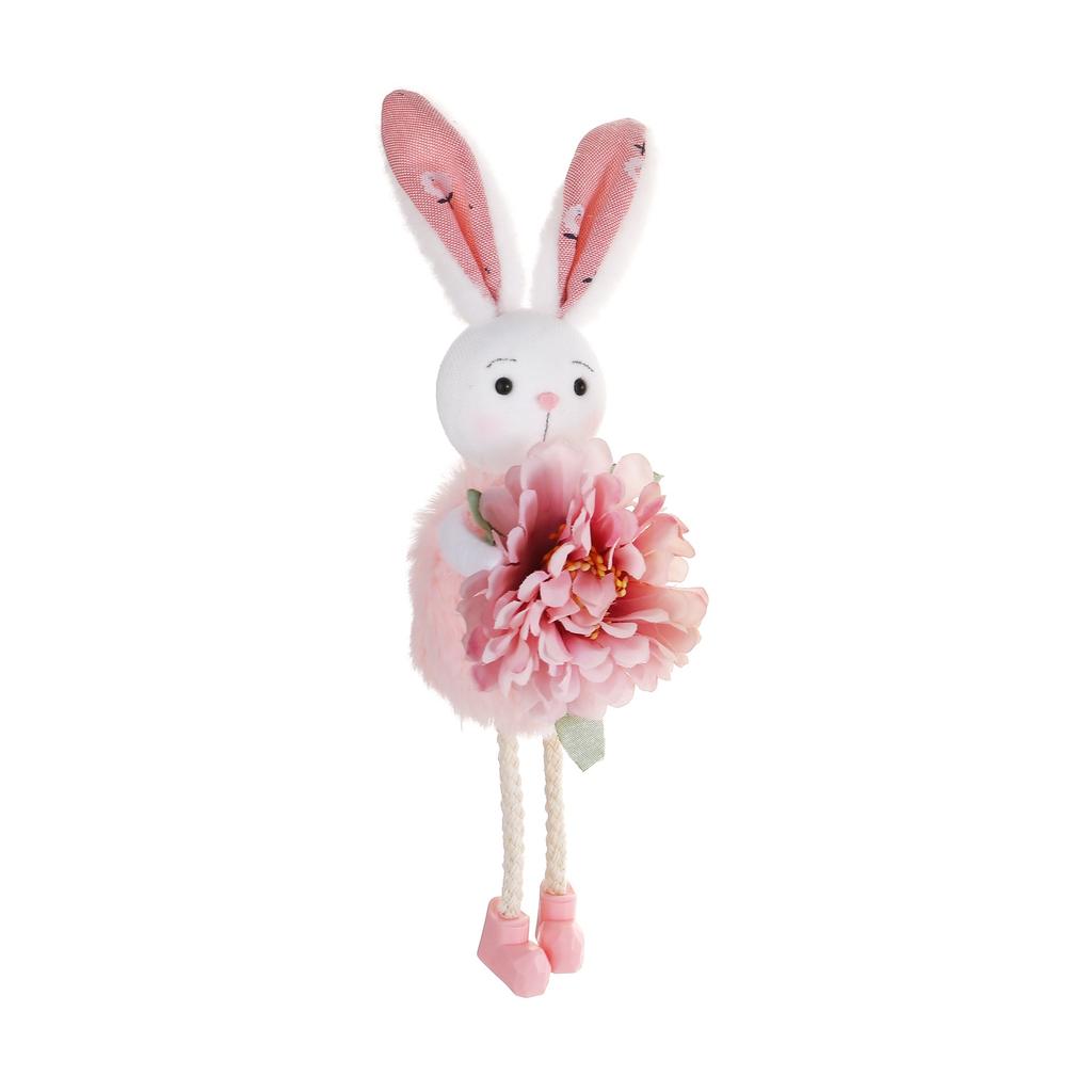 New Flower Fairy Bunny Rabbit Dolls Hanging Ornaments Pink White Yellow Green Kids Girls Gifts Easter Home Decor