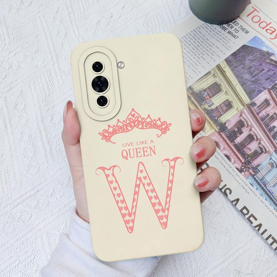 Case For Huawei Nova 7 8 9 10 Pro SE 11 Pro 5T 4E 7i 8i Soft Liquid Silicone Matte Shockproof Protective Cover Luxury Crown Letters For Huawei Bumper