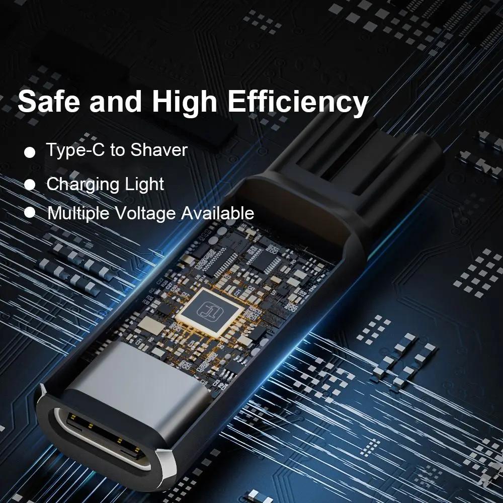 4.3V/5V/8V/15V Shaver Type-C Charging Converter Aluminium Alloy Indicator Light Hair Clipper Power Adapter for Philips