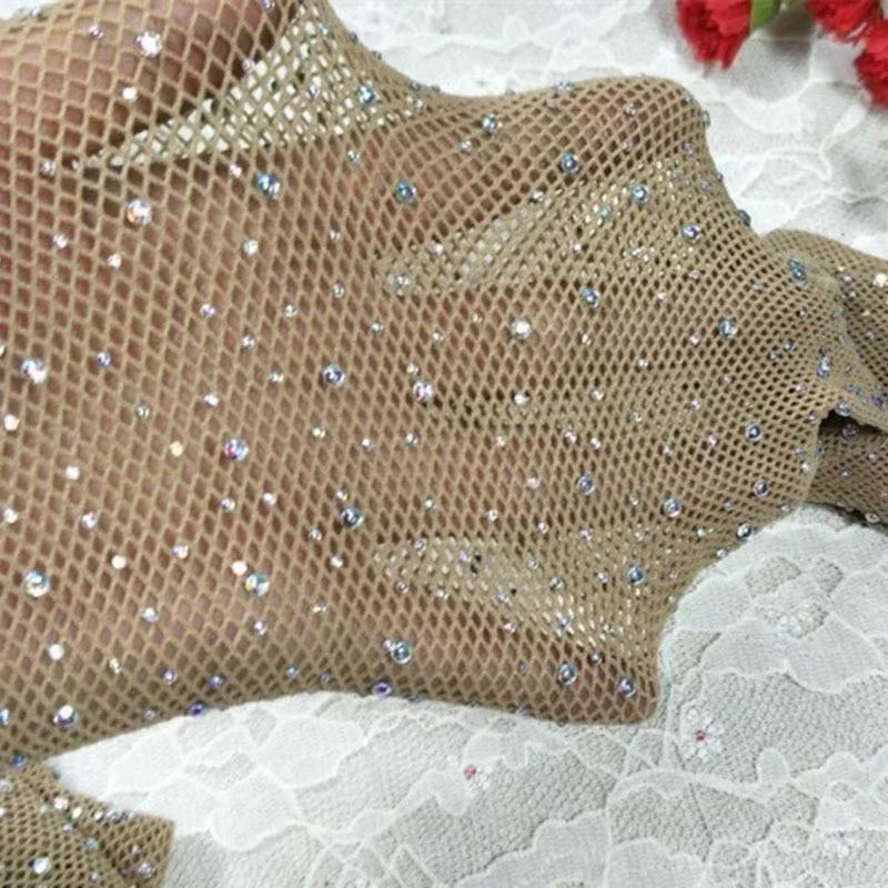 Modische Glänzende Fischernetz-Strumpfhosen Strumpfhose Glitzer Kleines Netz Dünne Strumpfhose Für Damen Sommer Sexy Strumpfhalter Strumpf Hosenträger brown