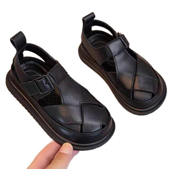 Women's Genuine Leather Thick-Soled Height-Increasing Casual Summer Half-Slippers, Lightweight & Trendy 2026 Outdoor Fashionable Versatile Design.