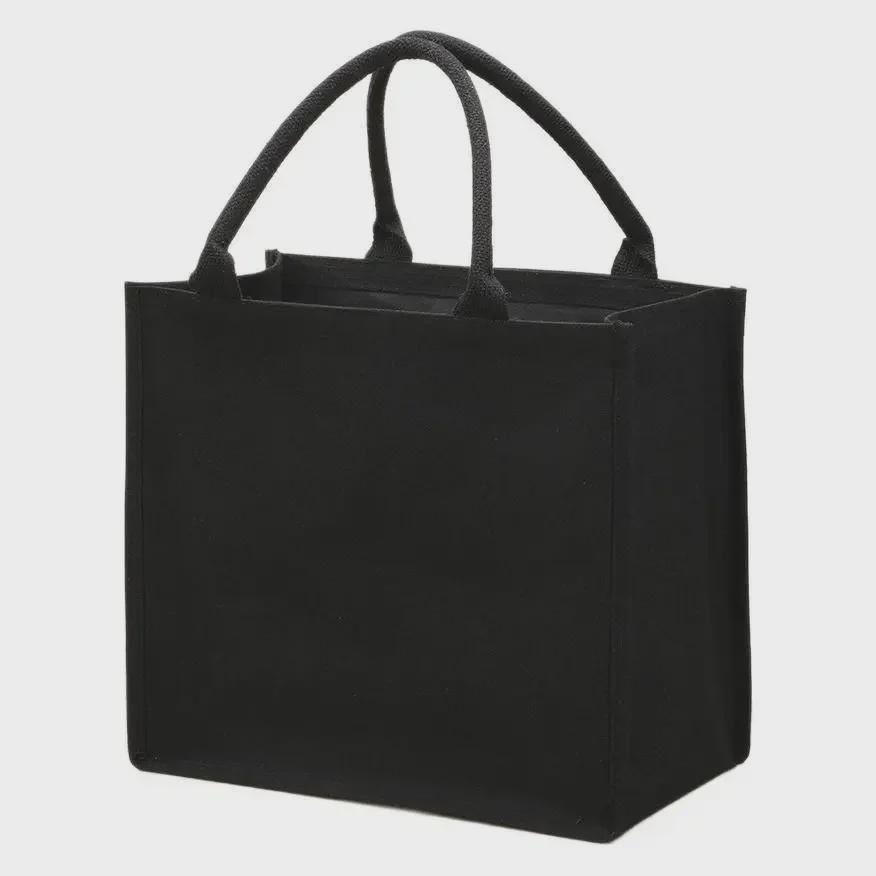 Black Canvas Tote Handbag Durable Large-Capacity 3D Design for Men and Women