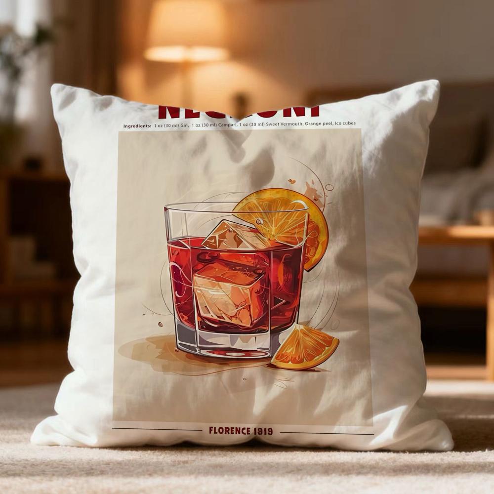 Popular NNegroni Cocktailever Cushion Cover Soft Washable Pillow Case Multi-Scene for Couch Bed Travel Office Use