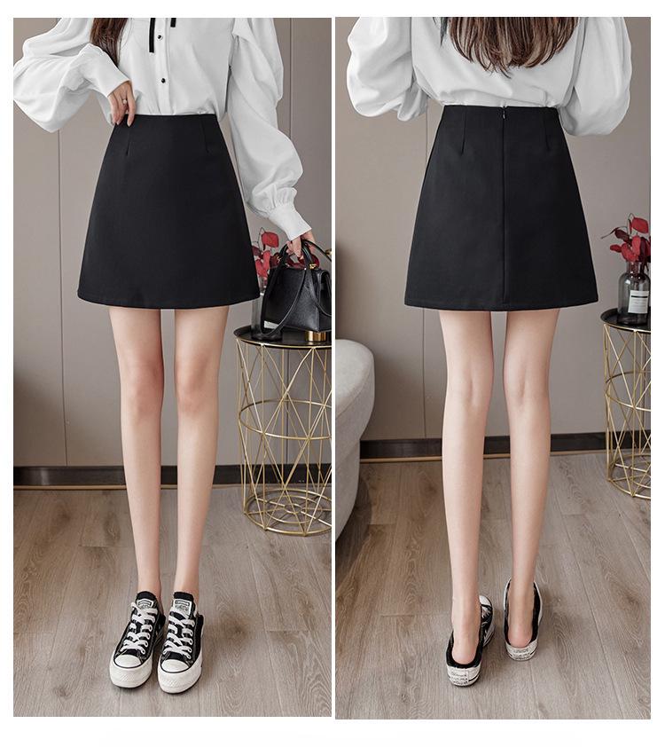 2024 High Waist Plus Size Black Midi Skirt for Women - Summer A-Line, Anti-Exposure, Slit, Slimming, Hip-Hugging Design