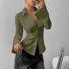 Camicia Casual da Pendolare da Donna, Vestibilità Aderente, Bottoni, Maniche Lunghe Svasate