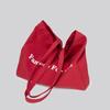 2025 new Korean simple style is red thin canvas shoulder bag large capacity tote bag portable